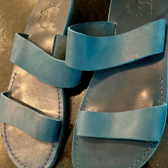 Men\'s Leather Double Strap Jerusalem Sandals Aviv Blue Size 13 US 46 EU main image 9